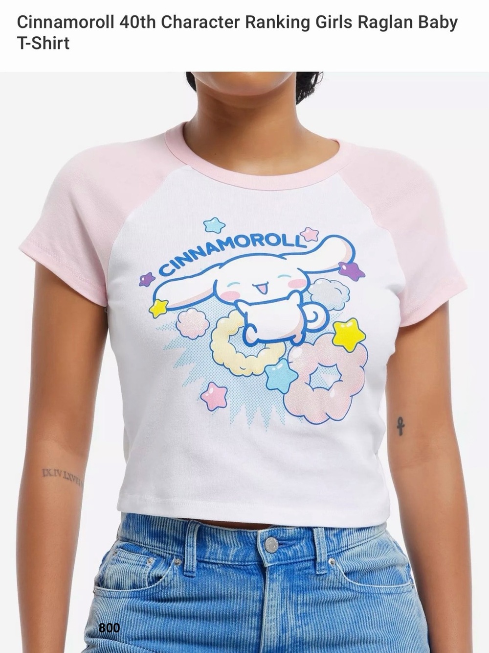 *new* Sanrio Cinnamoroll Pink & White Raglan Baby Graphic Tee